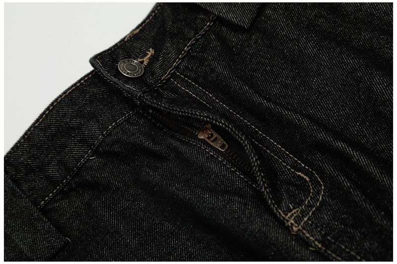 Jeans bootcut a gamba larga in denim vintage neri per uomo e donna – Pantaloni casual a gamba dritta dalla vestibilità rilassata_voghion.com
