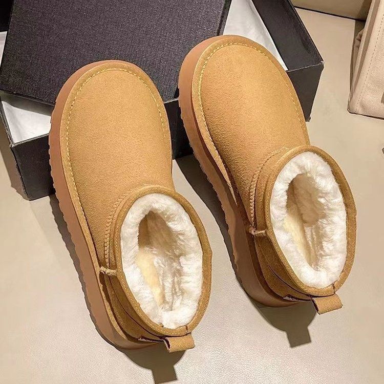 Thick Bottom Outer Wear Short Tube Foreign Trade Snow Boots Women's 2025 Winter New All-match Plus Velvet Padded Non-slip Warm Cotton Shoes_voghion.com