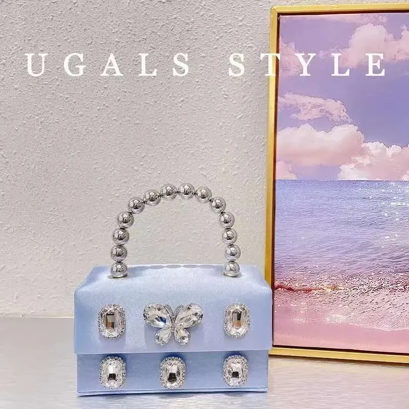 Borsa da donna in raso di alta qualità, con scatola quadrata, in cristallo lucido Rhie Dia, pochette da sera, borsa a tracolla_voghion.com