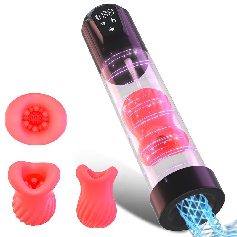Negative Pressure Penis Pump Trainer Vibration Sucking Electric Mouth Aircraft Cup Male Masturbator Device_voghion.com