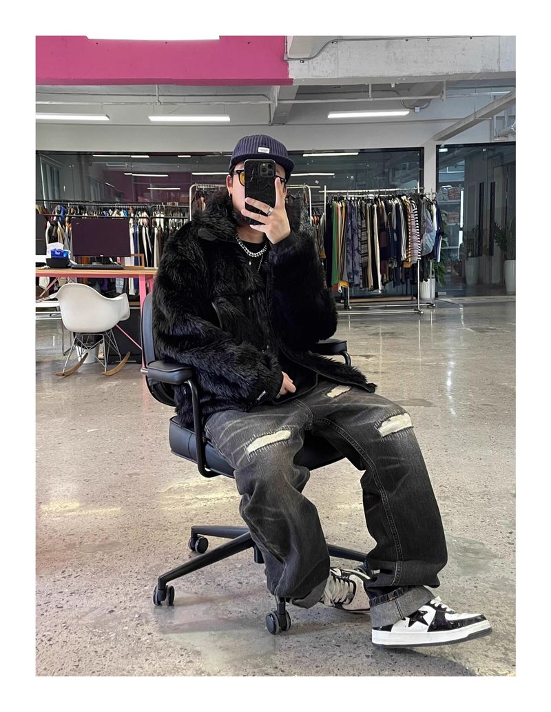 Underground Riot Jeans – Denim nero invecchiato con tagli di rasoio e toppe fai da te (M-3XL, lavaggio carbone)_voghion.com