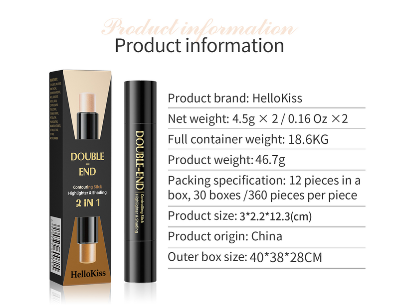 HelloKiss javítás sztereó arc dupla fej árnyék highlight stick korrektor krém smink_voghion.com