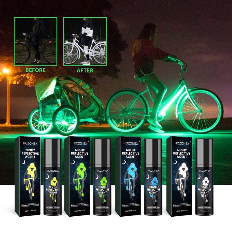 Spray riflettente notturno per biciclette, abbigliamento, segnali luminosi di avvertimento, spray fluorescente notturno_voghion.com