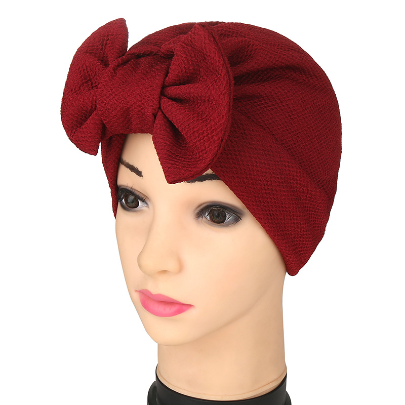 Women's Hats ladies bow Indian pullover headscarf hat Muslim elastic headscarf_voghion.com