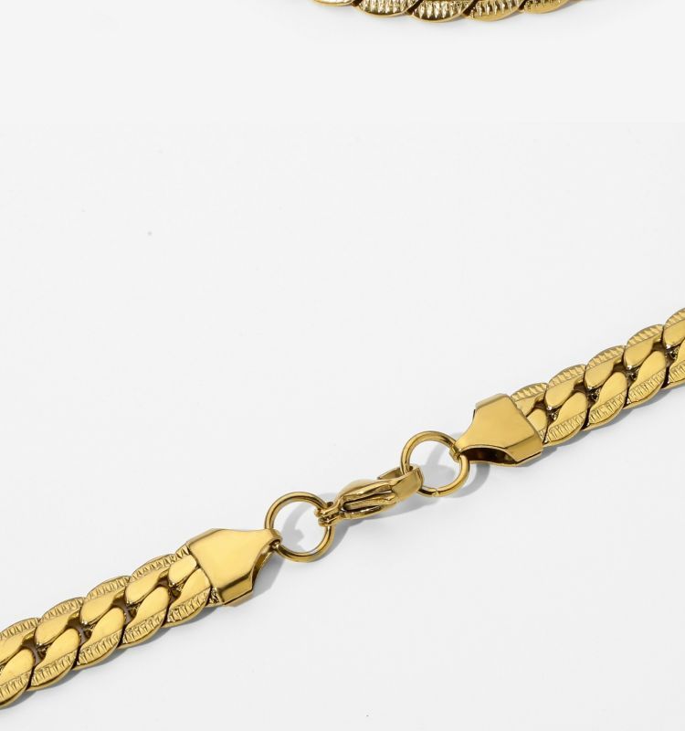 Collier NK en relief, chaîne cubaine, acier non brodé, style tendance pour hommes et femmes._voghion.com