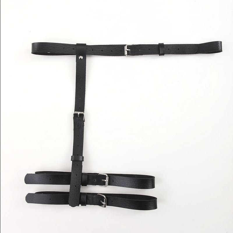 Imbracatura gotica da donna in similpelle con borchie decorative regolabili, abbigliamento fetish da donna, lingerie bondage_voghion.com