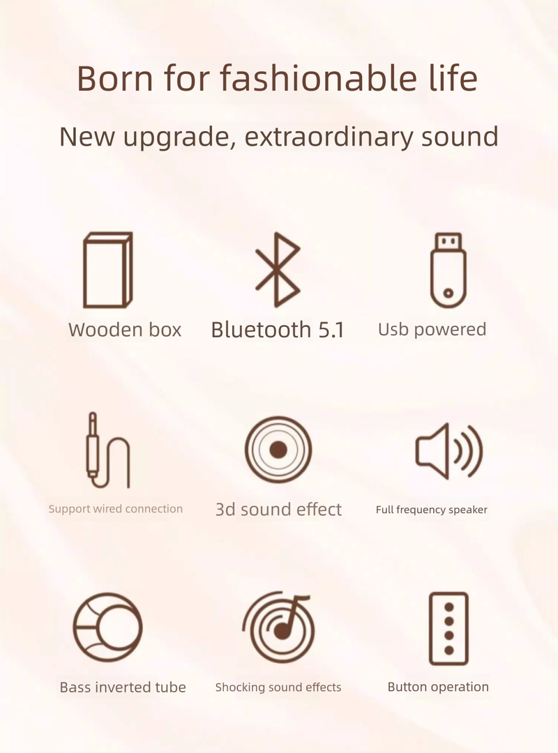 SADA Desktop Computer Laptop Bluetooth Speaker 3D Surround Wooden Classical Dual Speakers Subwoofer_voghion.com