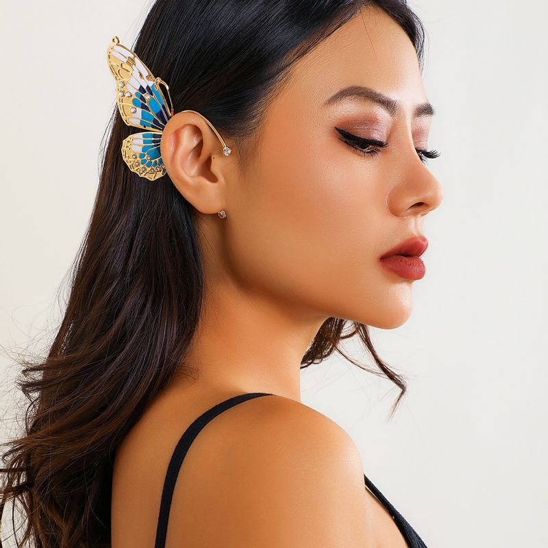 Gancio per elfo con gancio senza foro per orecchini a farfalla con ali di strass da donna, piccolo fermaglio per orecchio_voghion.com