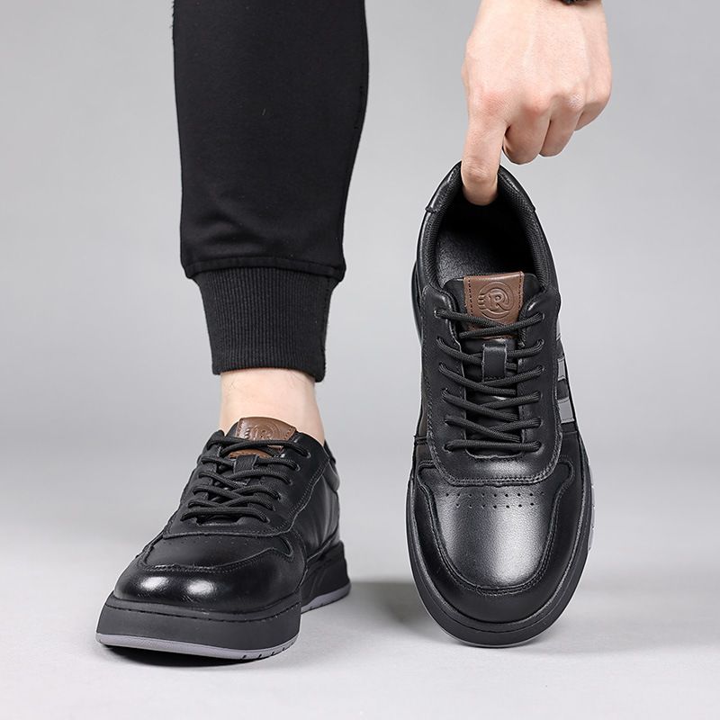 Genuine Leather Fall/Winter New Arrival White Men's Casual Sneakers Stylish And Versatile_voghion.com