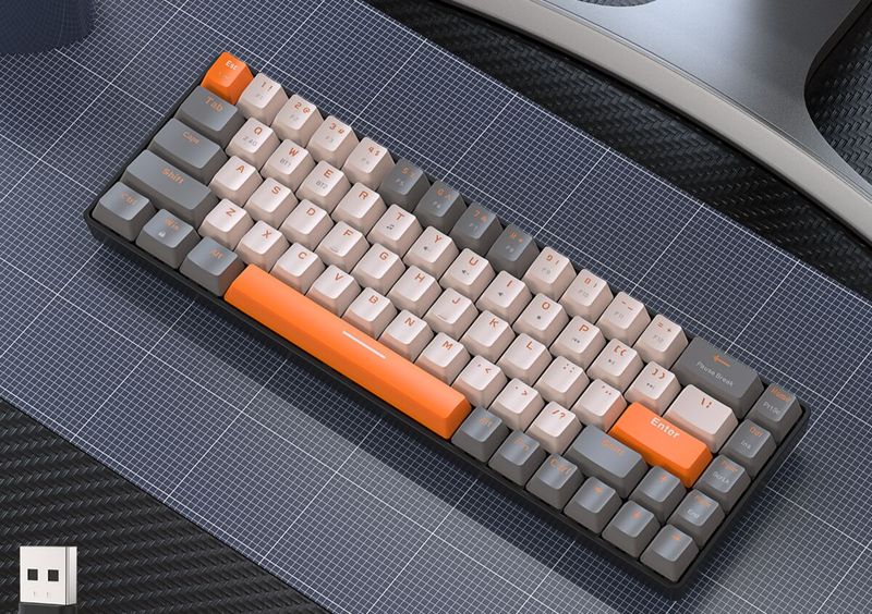Free Wolf K68 Bluetooth Wireless Dual-Mode Customizable Color-Blocking Gaming Hot-Swappable Mechanical Keyboard_voghion.com