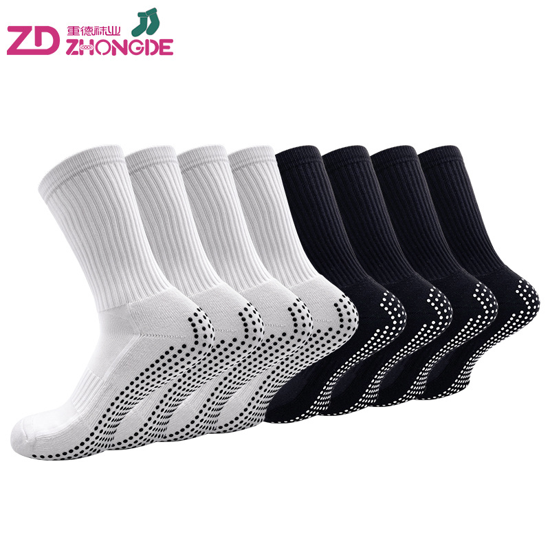 2025d Solid Color Non-Slip Soccer With Dotted Cushioning, Wear-Resistant Towel Bottom Sports Socks For Men, Sweat-Absorbent_voghion.com
