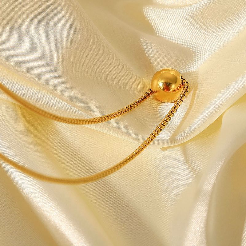 Collana con ciondolo a sfera in stile minimalista INS, catena estraibile, collana in acciaio inossidabile dorato, gioielli personalizzati da donna_voghion.com