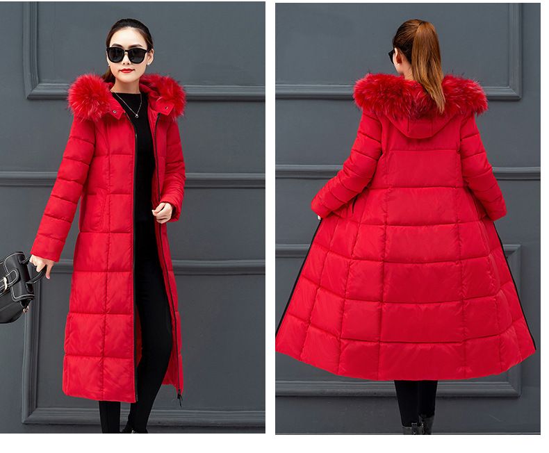 Women's Clothing Plus Size Long Puffer Coat With Faux Fur Hood - Korean Style Oversized Winter Jacket, Warm Thickened Down Alternative, Loose Fit_voghion.com