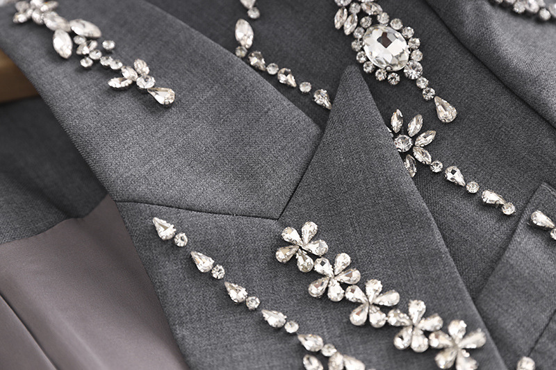 Women's Clothing Middle Eastern Style Super Heavy Beaded Suit Dress Gray Temperament Dress Skirt_voghion.com