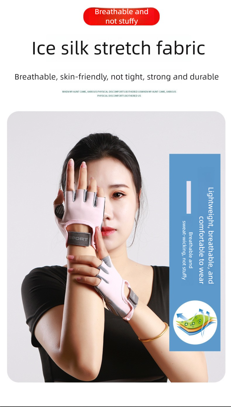 Meias de ginástica femininas com meio dedo, antiderrapantes, resistentes ao desgaste, acolchoadas, com absorção de impacto, em tecido Ice Silk, respiráveis, ideais para ioga._voghion.com