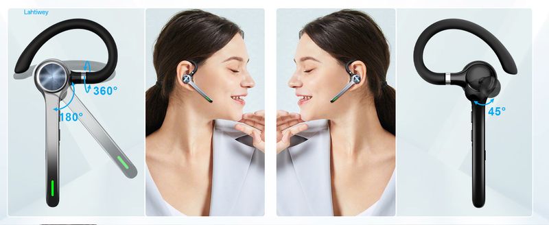 Auricolare Bluetooth V5.3, auricolare wireless con custodia di ricarica da 500 mAh, 72 ore di conversazione, cuffie con cancellazione del rumore a mani libere_voghion.com