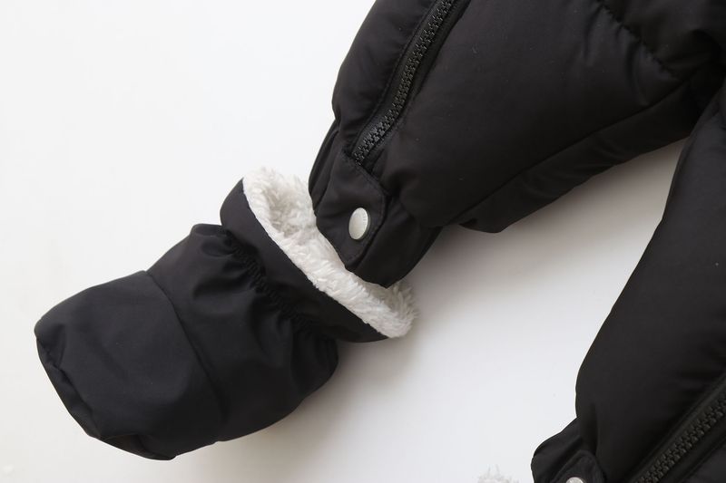 Pelele de invierno premium con capucha para bebé Mother & Kids: mono grueso acolchado de algodón para bebés y niños pequeños (66-90 cm), unisex, manga larga, con cremallera_voghion.com