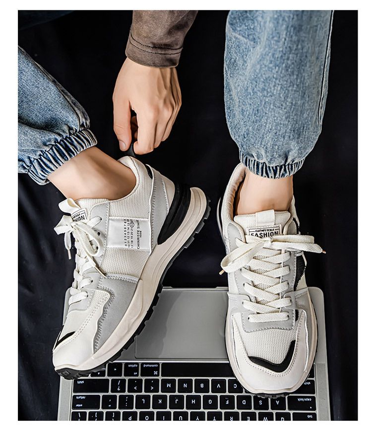 Herbst Neue atmungsaktive Mesh-Sportschuhe für Herren Trendy Vielseitige Laufschuhe Lässige Dad Sneakers mit dicken Sohlen_voghion.com