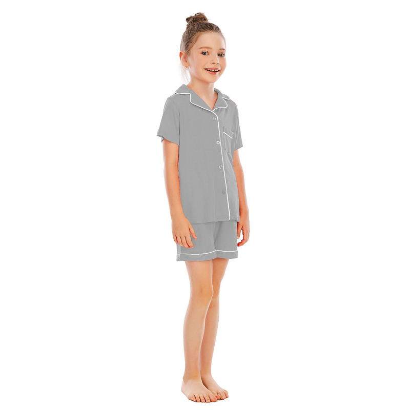 Women's clothing pajamas for boys and girls short-sleeved shorts suits comfortable cardigan modal lapel new home clothes_voghion.com