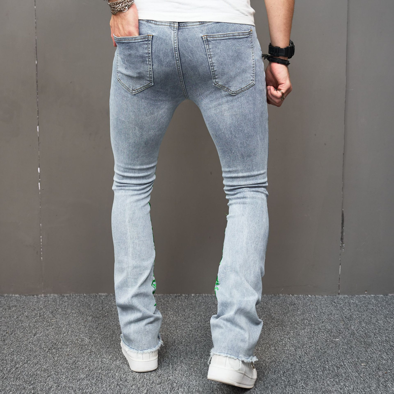 Herr Bootcut Broderi Moderiktiga Leggings_voghion.com