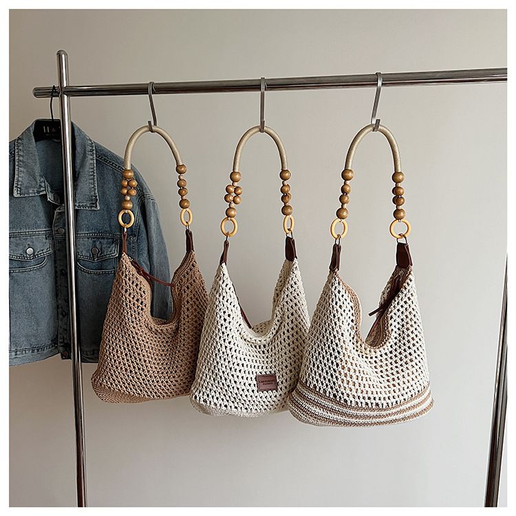 Summer Lazy Style Large Capacity Tote For Women 2025 New Fashion Handwoven Underarm Beach Bag_voghion.com