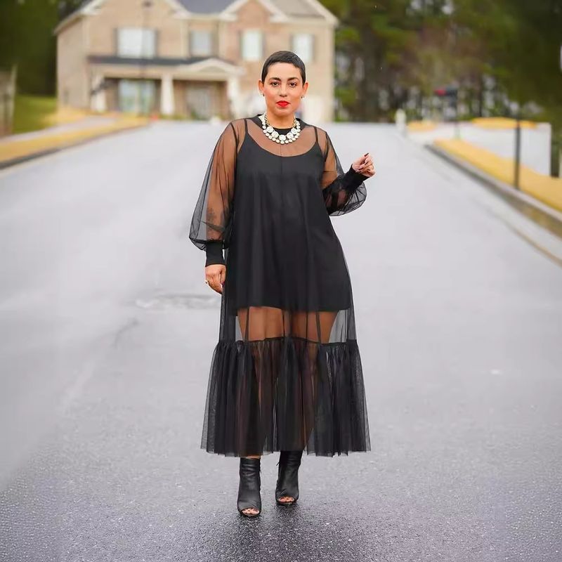 Ensemble deux pièces pour femme, robe caraco en maille, couleur unie, OL6090_voghion.com