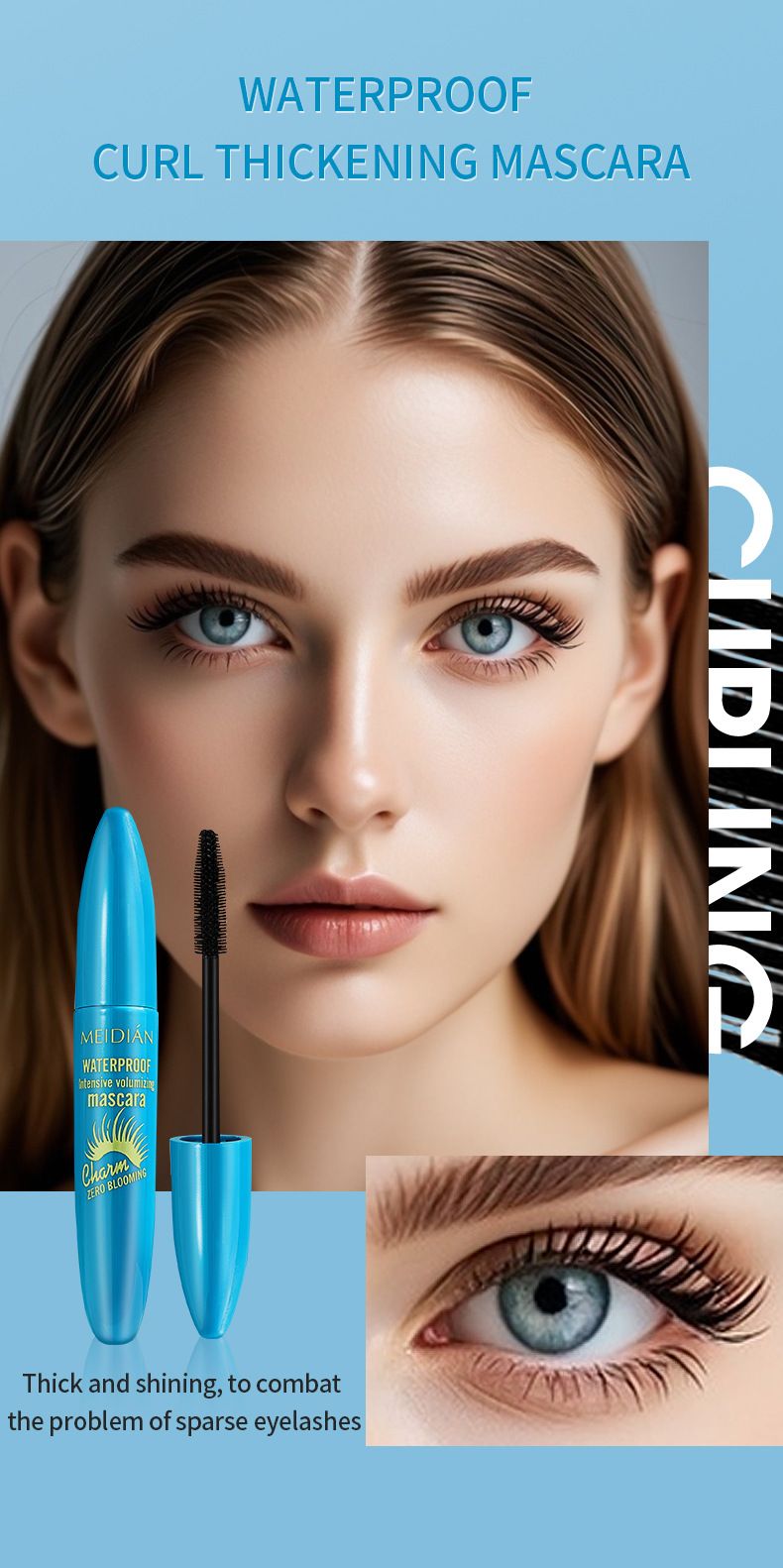 Mascara Meidian Mascara Waterproof, Thick, Curled, Long And Non Smudged Mascara_voghion.com
