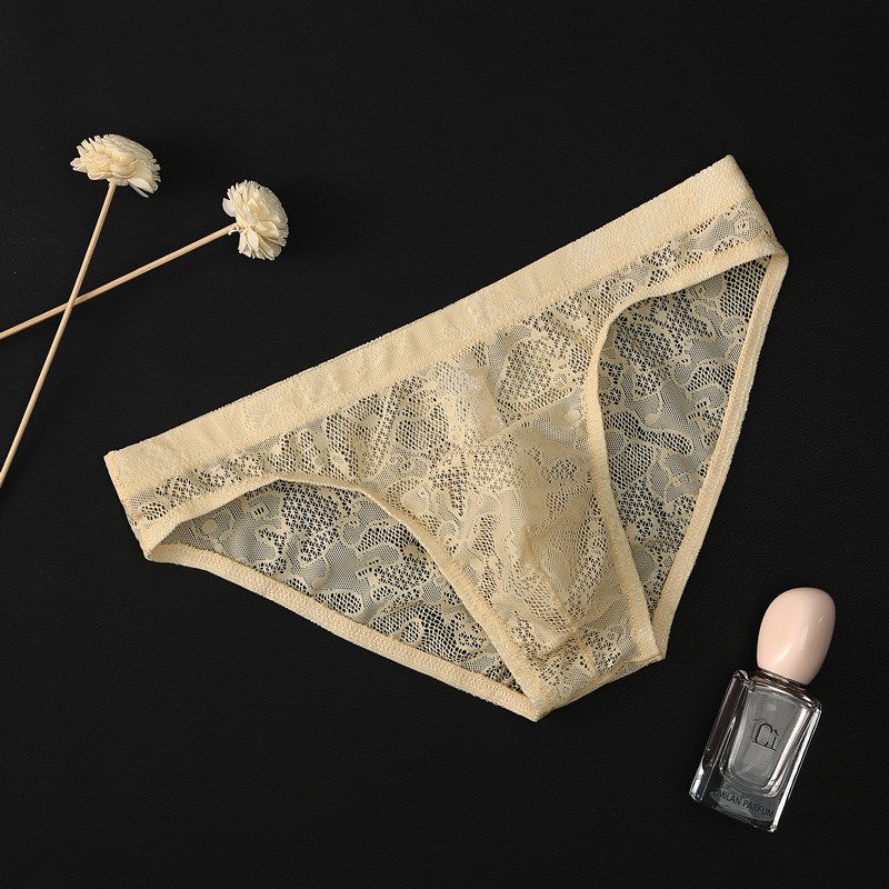 Herrenunterwäsche aus Spitze, transparente Unterwäsche mit niedriger Taille, sexy, atmungsaktive Slips aus Eisseide_voghion.com