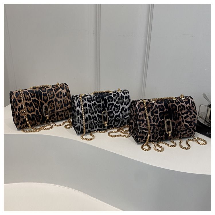 Retro Casual Handbag Leopard Print Chain Diagonal Span Small Square Bag_voghion.com