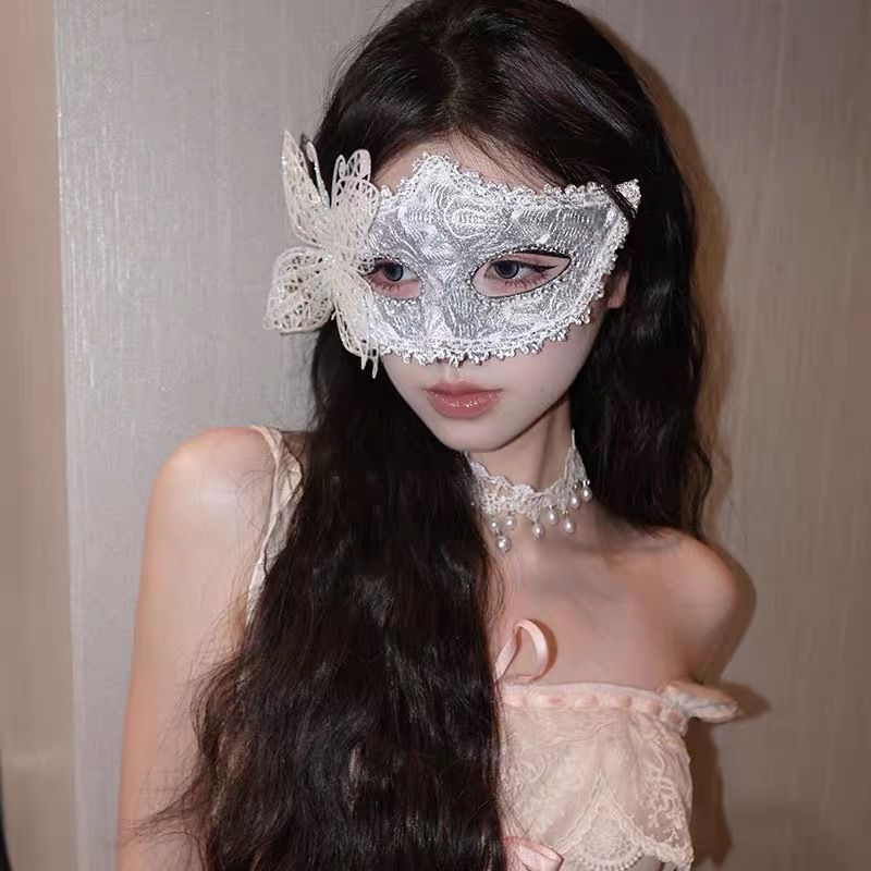 Maschera da principessa per feste di compleanno, per donne e adulti, con piume bianche, mezza faccia, per occhi._voghion.com