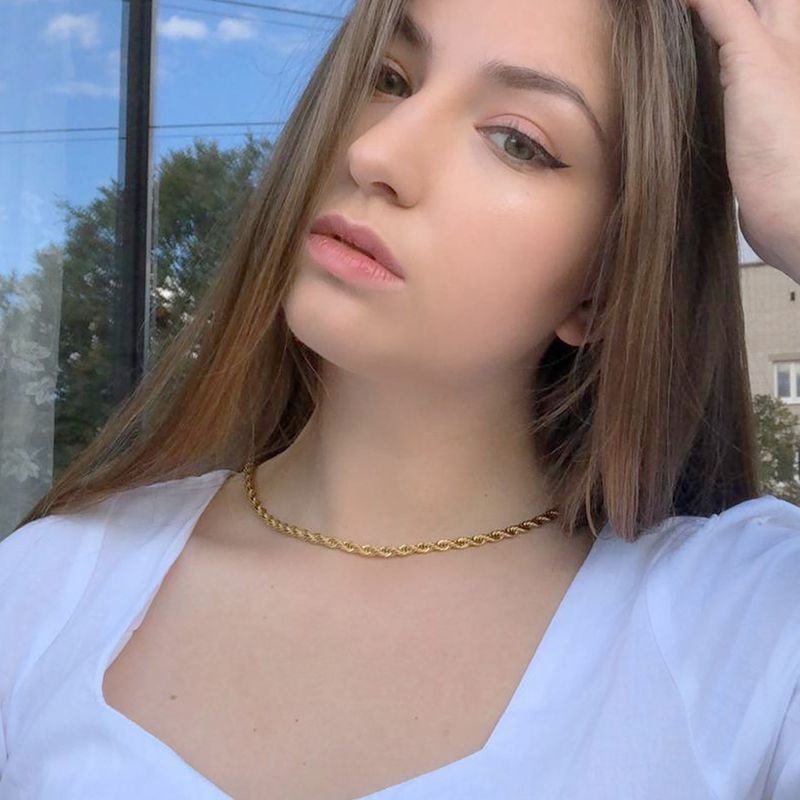 Collana placcata in oro vietnamita, lunghezza della catena intrecciata da 60 cm, catena placcata in oro sottovuoto, collana in rame e oro_voghion.com