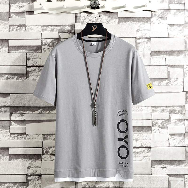 Short sleeved T-shirt, men's summer Hong Kong style trend, pure cotton clothing, spring loose fashion label, half sleeved fashion_voghion.com