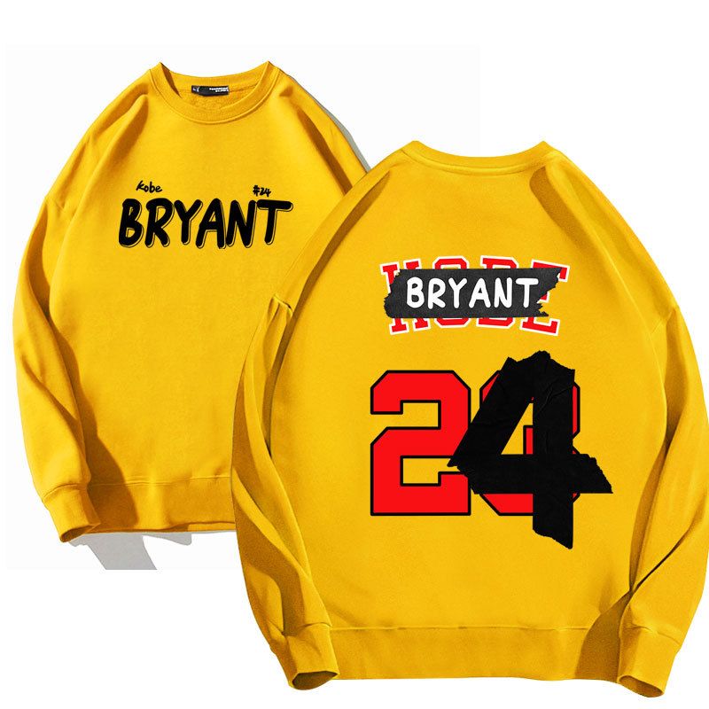 Basketball-Aufkleber Kobe 24, langärmeliger Rundhals-Kapuzenpullover mit Plüsch, Unisex-Druck, lockere Herbst- und Wintermode_voghion.com