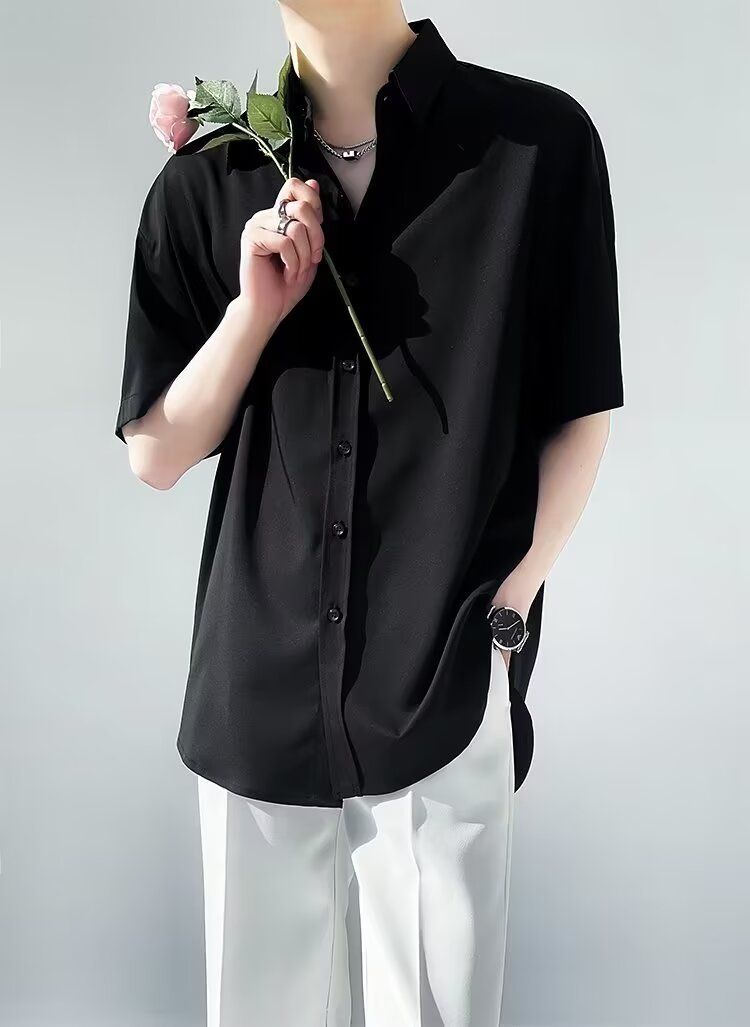 Men's Slim-Fit Polo Shirt – Breathable Silk-Blend, Korean-Inspired Streetwear, Minimalist Luxury (M-3XL, Summer Essential)_voghion.com