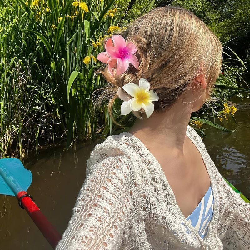 Plumeria gripeklips kvinnelig senior hårtilbehør klips hodepynt hårnål stor hodehaiklips_voghion.com