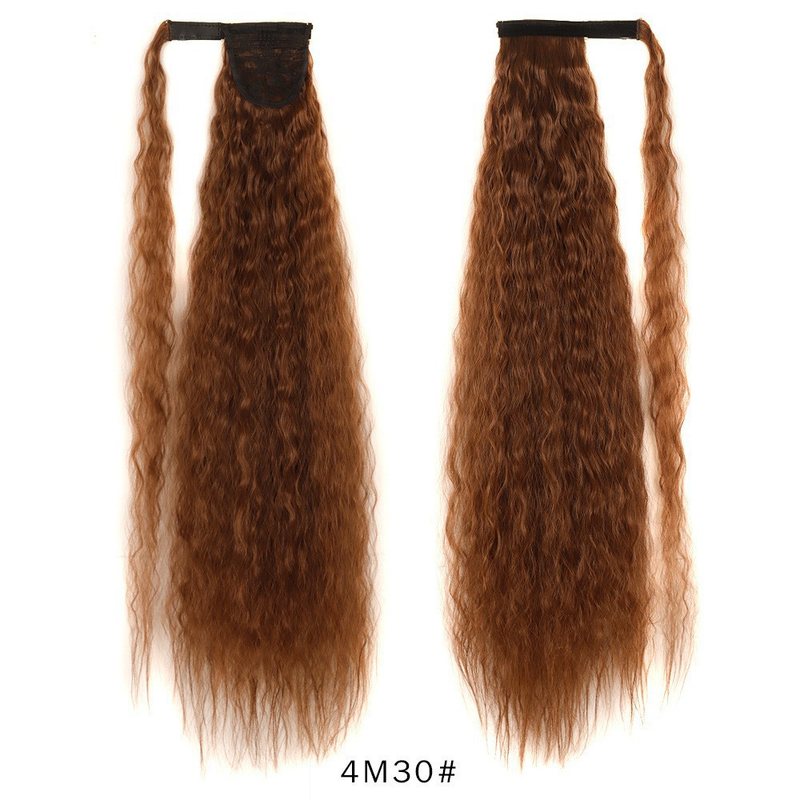 Perruque femme style Velcro perm de maïs moelleux cheveux longs bouclés queue de cheval haute et basse perruque naturelle à haute température en soie ondulée à l'eau_voghion.com