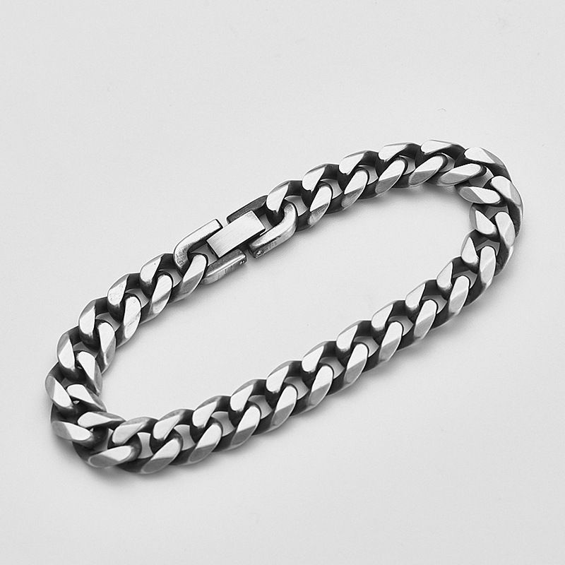 Bracciale da uomo in acciaio al titanio, gioielli alla moda, accessori alla moda, catena cubana a sei lati_voghion.com