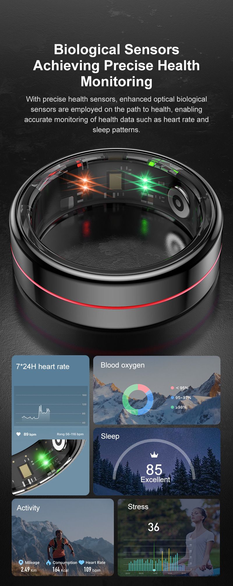 Rings R04 Smart Glasses Blood Oxygen Heart Rate Sleep Health Monitor Step Counter Smart Ring Smart Ring_voghion.com
