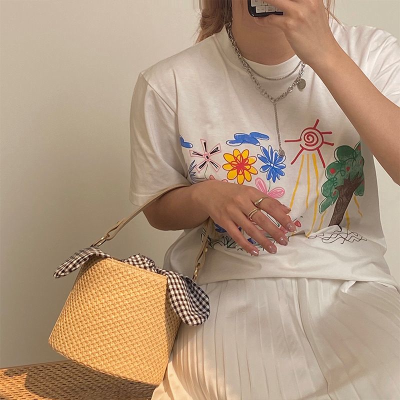 Borsa a secchiello in paglia estiva 2025, Fashion Webstar, borsa a mano con nodo personalizzata, borsa a tracolla singola da donna in tessuto intrecciato_voghion.com