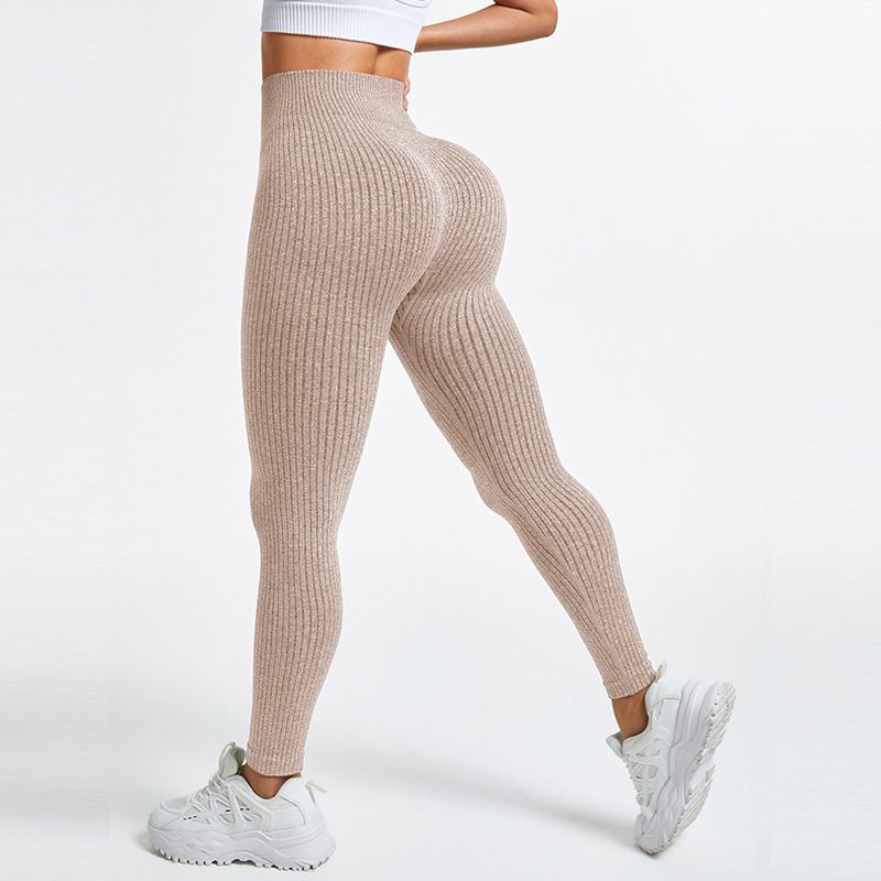 Naadloze yogaleggings in 5 kleuren voor dames - elastische trainingsbroek met hoge taille en AB-garen, sportkleding voor in de sportschool en buiten_voghion.com