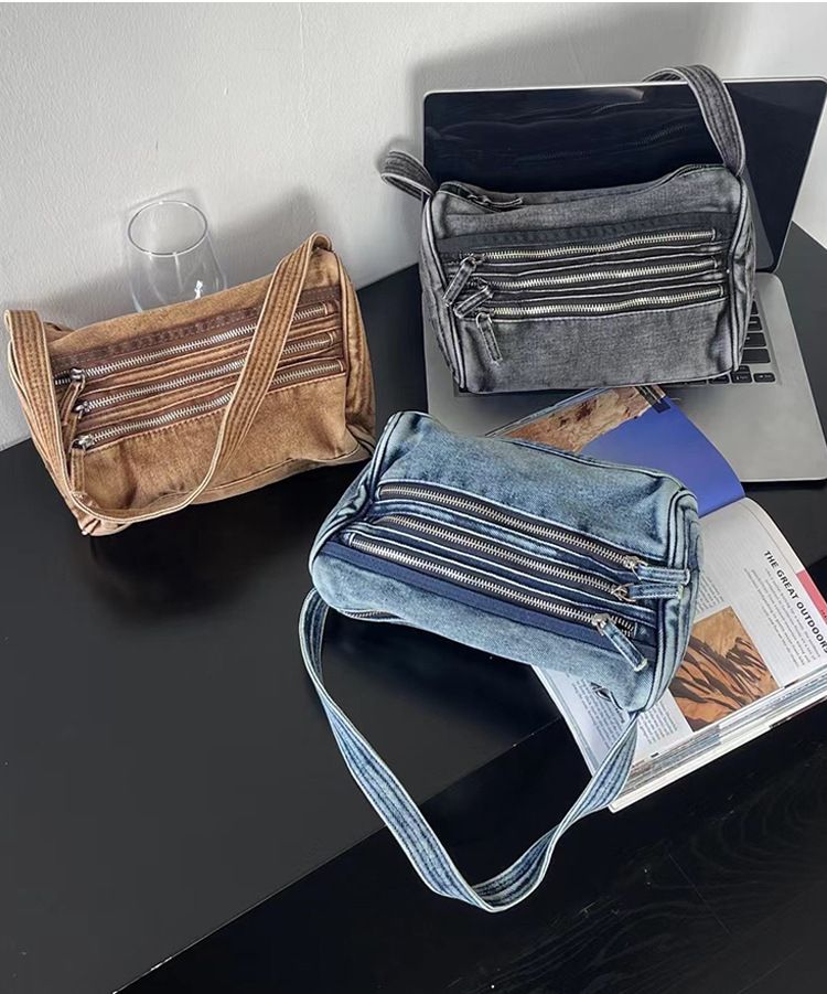 Stylish Multi-Zip Crossbody Bag For Women - Versatile Everyday Shoulder Bag In Havana Brown, Soft Fabric With Functional Compartments_voghion.com