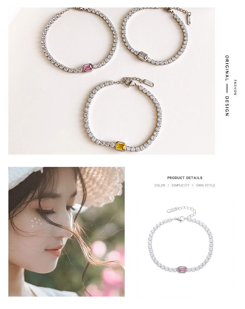Women's Jewelry Fashion Simple Jewelry Diamond Bracelet Temperament Versatile Full Diamond Square Bracelet Cross Mirror_voghion.com