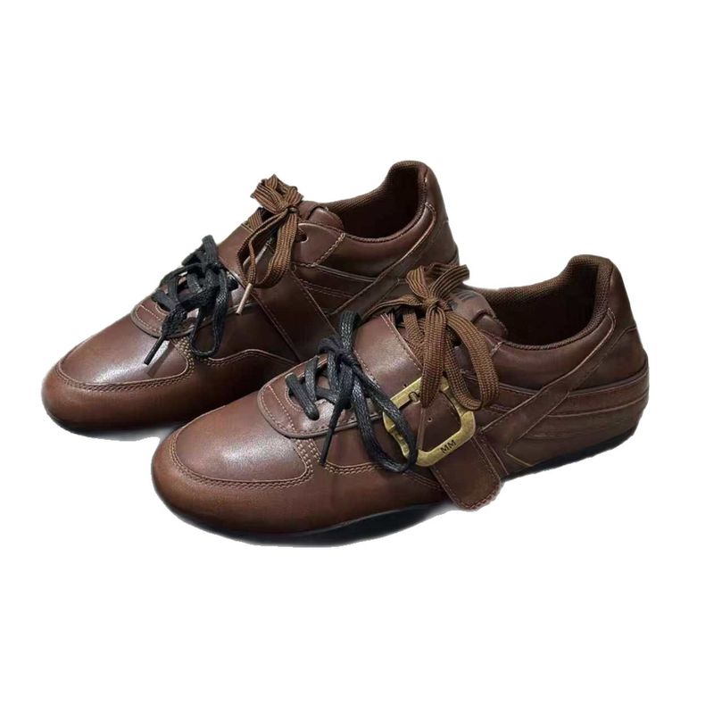 Edizione in pelle di pecora Dexun 2025 Autunno Nuovo in pelle con fibbia e doppio laccio, suola morbida, scarpe sportive casual da donna_voghion.com