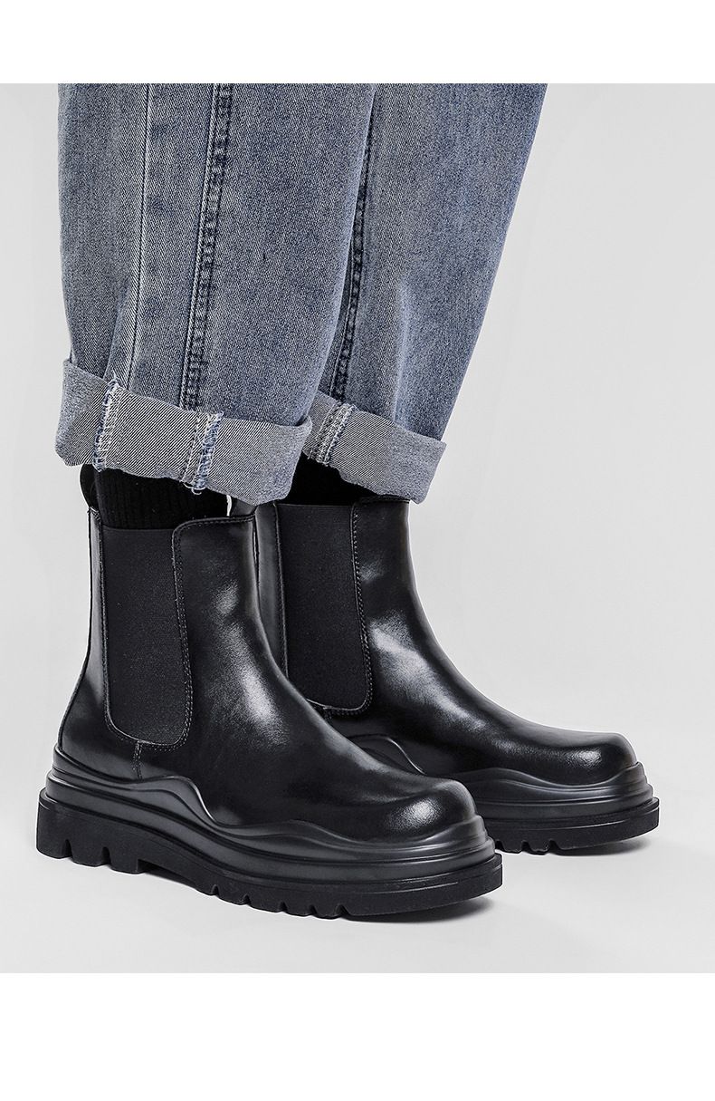 Herrenschuhe Stiefel Mid-Tube-Stiefel trendige Mode Herrenstiefel_voghion.com