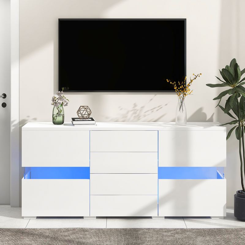 Weißes Hochglanz Aparador con LED-Beleuchtung Für Wohnzimmer_voghion.com