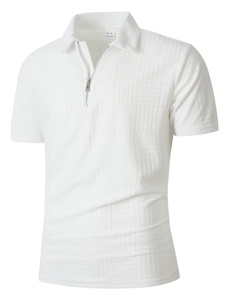 Summer New European And American Men's Polo Shirt Short Sleeve Button T-shirt Loose Jacquard Top Tees Shirt Men's Fashion_voghion.com
