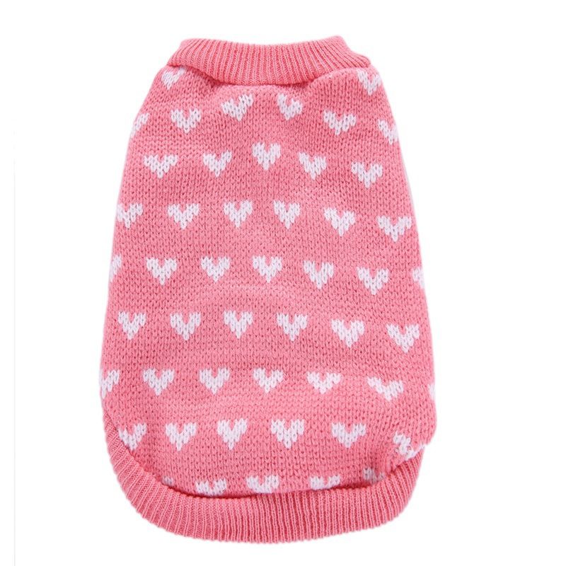 Pull chaud pour chien, motif cœur, rouge et rose, pour l'automne et l'hiver, vêtement pour animaux de compagnie, Noël, Nouvel An_voghion.com