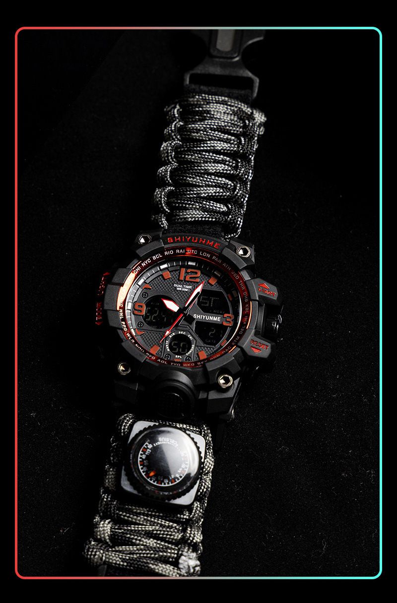 Nuevo reloj electrónico de lujo ligero para hombre, multifuncional, con silbato, brújula, termómetro, reloj de montañismo al aire libre_voghion.com