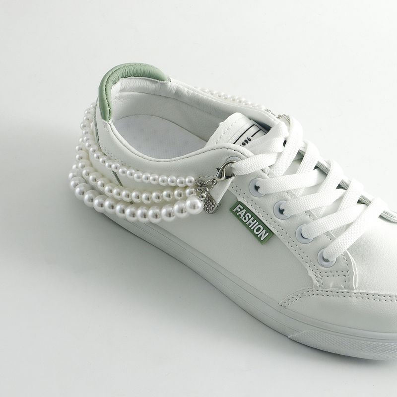 Three layer high gloss pearl handmade fishing line woven shoe chain geometric high grade foot ornaments_voghion.com