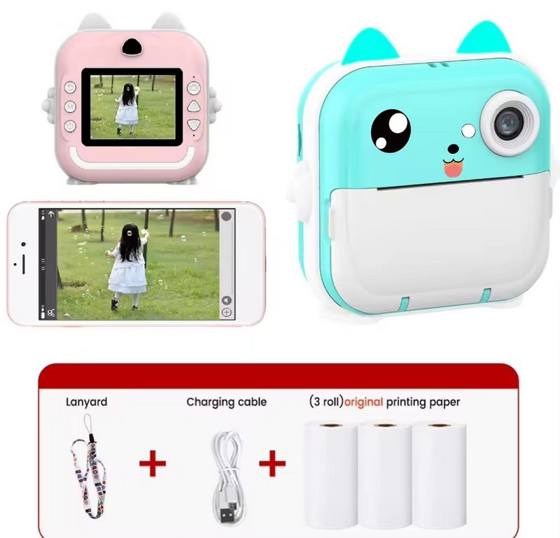Kids Instant Print Digital Camera & Camcorder -No Ink Needed Heat Paper-Ages 3+_voghion.com